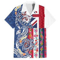 Hawaiian Manta Ray and Turtle Tribal Tattoo Hawaiian Shirt With Hawaii Flag and Flowers LT03 Multicolor - Polynesian Pride