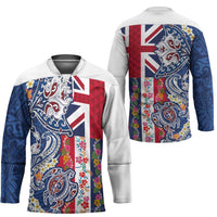Hawaiian Manta Ray and Turtle Tribal Tattoo Hockey Jersey With Hawaii Flag and Flowers LT03 - Polynesian Pride