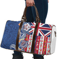 Hawaiian Manta Ray and Turtle Tribal Tattoo Travel Bag With Hawaii Flag and Flowers LT03 - Polynesian Pride