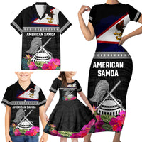 Personalized American Samoa Flag Day Family Matching Short Sleeve Bodycon Dress and Hawaiian Shirt Tanoa and Fue mix Hibiscus Flower Polynesian Pattern LT03 - Polynesian Pride