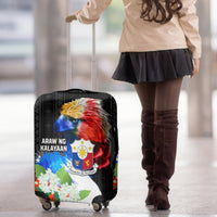 Philippines Independence Day Luggage Cover Philippines Eagle and Sampaguita Jasmine Yakan Tribal