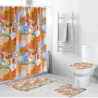Hawaiian and Japanese Culture Together Bathroom Set Palaka Japanese Art and Tropical Motif Tribal Patchwork LT03 Bathroom Set (4 pcs) Multicolor - Polynesian Pride