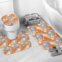 Hawaiian and Japanese Culture Together Bathroom Set Palaka Japanese Art and Tropical Motif Tribal Patchwork LT03 Mat Set Only (3 pcs) One Size Multicolor - Polynesian Pride