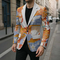 Hawaiian and Japanese Culture Together Blazer Palaka Japanese Art and Tropical Motif Tribal Patchwork LT03 - Polynesian Pride