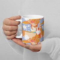 Hawaiian and Japanese Culture Together Ceramic Mug Palaka Japanese Art and Tropical Motif Tribal Patchwork LT03 - Polynesian Pride