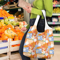 Hawaiian and Japanese Culture Together Grocery Bag Palaka Japanese Art and Tropical Motif Tribal Patchwork LT03 - Polynesian Pride