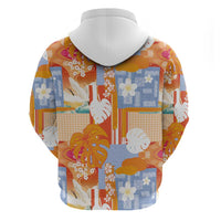 Hawaiian and Japanese Culture Together Hoodie Palaka Japanese Art and Tropical Motif Tribal Patchwork LT03 - Polynesian Pride