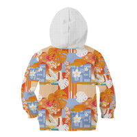 Hawaiian and Japanese Culture Together Kid Hoodie Palaka Japanese Art and Tropical Motif Tribal Patchwork LT03 - Polynesian Pride