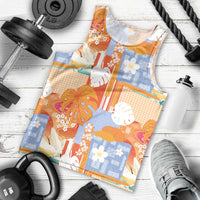 Hawaiian and Japanese Culture Together Men Tank Top Palaka Japanese Art and Tropical Motif Tribal Patchwork LT03 - Polynesian Pride