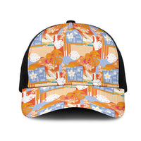Hawaiian and Japanese Culture Together Mesh Trucker Cap Palaka Japanese Art and Tropical Motif Tribal Patchwork LT03 One Size Black Multicolor - Polynesian Pride