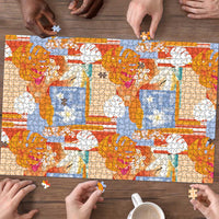 Hawaiian and Japanese Culture Together Puzzle Palaka Japanese Art and Tropical Motif Tribal Patchwork LT03 - Polynesian Pride