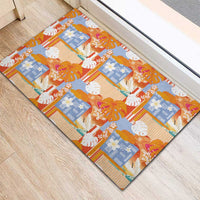 Hawaiian and Japanese Culture Together Rubber Doormat Palaka Japanese Art and Tropical Motif Tribal Patchwork LT03 - Polynesian Pride