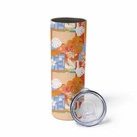 Hawaiian and Japanese Culture Together Skinny Tumbler Palaka Japanese Art and Tropical Motif Tribal Patchwork LT03 - Polynesian Pride