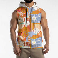 Hawaiian and Japanese Culture Together Sleeveless Hoodie Palaka Japanese Art and Tropical Motif Tribal Patchwork LT03 - Polynesian Pride
