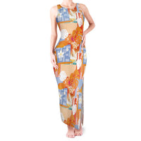 Hawaiian and Japanese Culture Together Tank Maxi Dress Palaka Japanese Art and Tropical Motif Tribal Patchwork LT03 Women Multicolor - Polynesian Pride