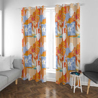 Hawaiian and Japanese Culture Together Window Curtain Palaka Japanese Art and Tropical Motif Tribal Patchwork LT03 With Grommets Multicolor - Polynesian Pride