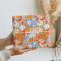 Hawaiian and Japanese Culture Together Wrapping Paper Palaka Japanese Art and Tropical Motif Tribal Patchwork LT03 - Polynesian Pride