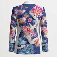 Hawaiian and Japanese Culture Together Blazer Hawaiian Archipelago Shape Sea Animals