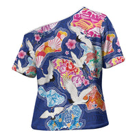 Hawaiian and Japanese Culture Together Cross Shoulder Shirt Hawaiian Archipelago Shape Sea Animals LT03 - Polynesian Pride
