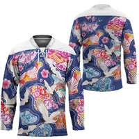 Hawaiian and Japanese Culture Together Hockey Jersey Hawaiian Archipelago Shape Sea Animals LT03 - Polynesian Pride