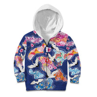 Hawaiian and Japanese Culture Together Kid Hoodie Hawaiian Archipelago Shape Sea Animals LT03 Zip Hoodie Multicolor - Polynesian Pride