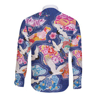 Hawaiian and Japanese Culture Together Long Sleeve Button Shirt Hawaiian Archipelago Shape Sea Animals LT03 - Polynesian Pride