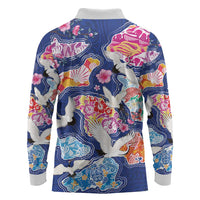 Hawaiian and Japanese Culture Together Long Sleeve Polo Shirt Hawaiian Archipelago Shape Sea Animals LT03 - Polynesian Pride