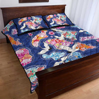 Hawaiian and Japanese Culture Together Quilt Bed Set Hawaiian Archipelago Shape Sea Animals LT03 - Polynesian Pride