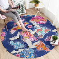 Hawaiian and Japanese Culture Together Round Carpet Hawaiian Archipelago Shape Sea Animals LT03 - Polynesian Pride