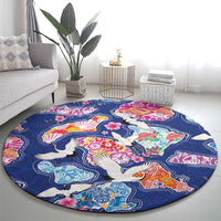 Hawaiian and Japanese Culture Together Round Carpet Hawaiian Archipelago Shape Sea Animals LT03 - Polynesian Pride