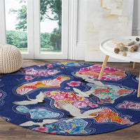 Hawaiian and Japanese Culture Together Round Carpet Hawaiian Archipelago Shape Sea Animals LT03 - Polynesian Pride