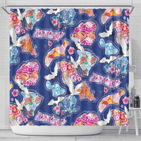 Hawaiian and Japanese Culture Together Shower Curtain Hawaiian Archipelago Shape Sea Animals LT03 - Polynesian Pride