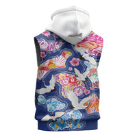 Hawaiian and Japanese Culture Together Sleeveless Hoodie Hawaiian Archipelago Shape Sea Animals LT03 - Polynesian Pride