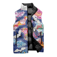 Hawaiian and Japanese Culture Together Sleeveless Puffer Jacket Hawaiian Archipelago Shape Sea Animals LT03 - Polynesian Pride