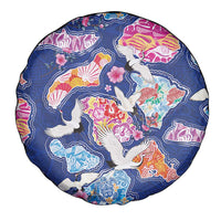 Hawaiian and Japanese Culture Together Spare Tire Cover Hawaiian Archipelago Shape Sea Animals LT03 - Polynesian Pride