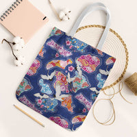 Hawaiian and Japanese Culture Together Tote Bag Hawaiian Archipelago Shape Sea Animals LT03 White Strap One Size Multicolor - Polynesian Pride