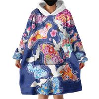 Hawaiian and Japanese Culture Together Wearable Blanket Hoodie Hawaiian Archipelago Shape Sea Animals LT03 - Polynesian Pride