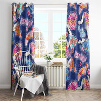 Hawaiian and Japanese Culture Together Window Curtain Hawaiian Archipelago Shape Sea Animals LT03 - Polynesian Pride
