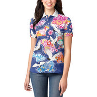 Hawaiian and Japanese Culture Together Women Polo Shirt Hawaiian Archipelago Shape Sea Animals LT03 - Polynesian Pride