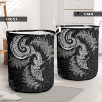 New Zealand Sea Animals with Maori Tribal Tattoo Laundry Basket Shark Manta Ray with Silver Fern Black LT03 - Polynesian Pride