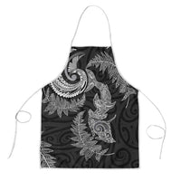 New Zealand Sea Animals with Maori Tribal Tattoo Apron Shark Manta Ray with Silver Fern Black LT03 Black - Polynesian Pride
