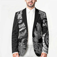 New Zealand Sea Animals with Maori Tribal Tattoo Blazer Shark Manta Ray with Silver Fern Black LT03 - Polynesian Pride