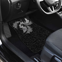New Zealand Sea Animals with Maori Tribal Tattoo Car Mats Shark Manta Ray with Silver Fern Black LT03 - Polynesian Pride