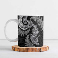 New Zealand Sea Animals with Maori Tribal Tattoo Ceramic Mug Shark Manta Ray with Silver Fern Black LT03 Black - Polynesian Pride