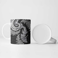 New Zealand Sea Animals with Maori Tribal Tattoo Ceramic Mug Shark Manta Ray with Silver Fern Black LT03 - Polynesian Pride
