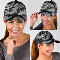 New Zealand Sea Animals with Maori Tribal Tattoo Classic Cap Shark Manta Ray with Silver Fern Black LT03 - Polynesian Pride