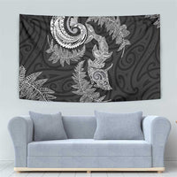 New Zealand Sea Animals with Maori Tribal Tattoo Tapestry Shark Manta Ray with Silver Fern Black LT03 - Polynesian Pride