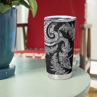 New Zealand Sea Animals with Maori Tribal Tattoo Tumbler Cup Shark Manta Ray with Silver Fern Black LT03 - Polynesian Pride