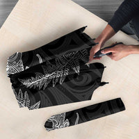 New Zealand Sea Animals with Maori Tribal Tattoo Umbrella Shark Manta Ray with Silver Fern Black LT03 - Polynesian Pride