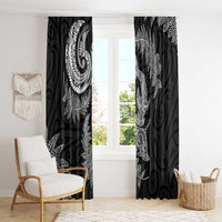 New Zealand Sea Animals with Maori Tribal Tattoo Window Curtain Shark Manta Ray with Silver Fern Black LT03 - Polynesian Pride